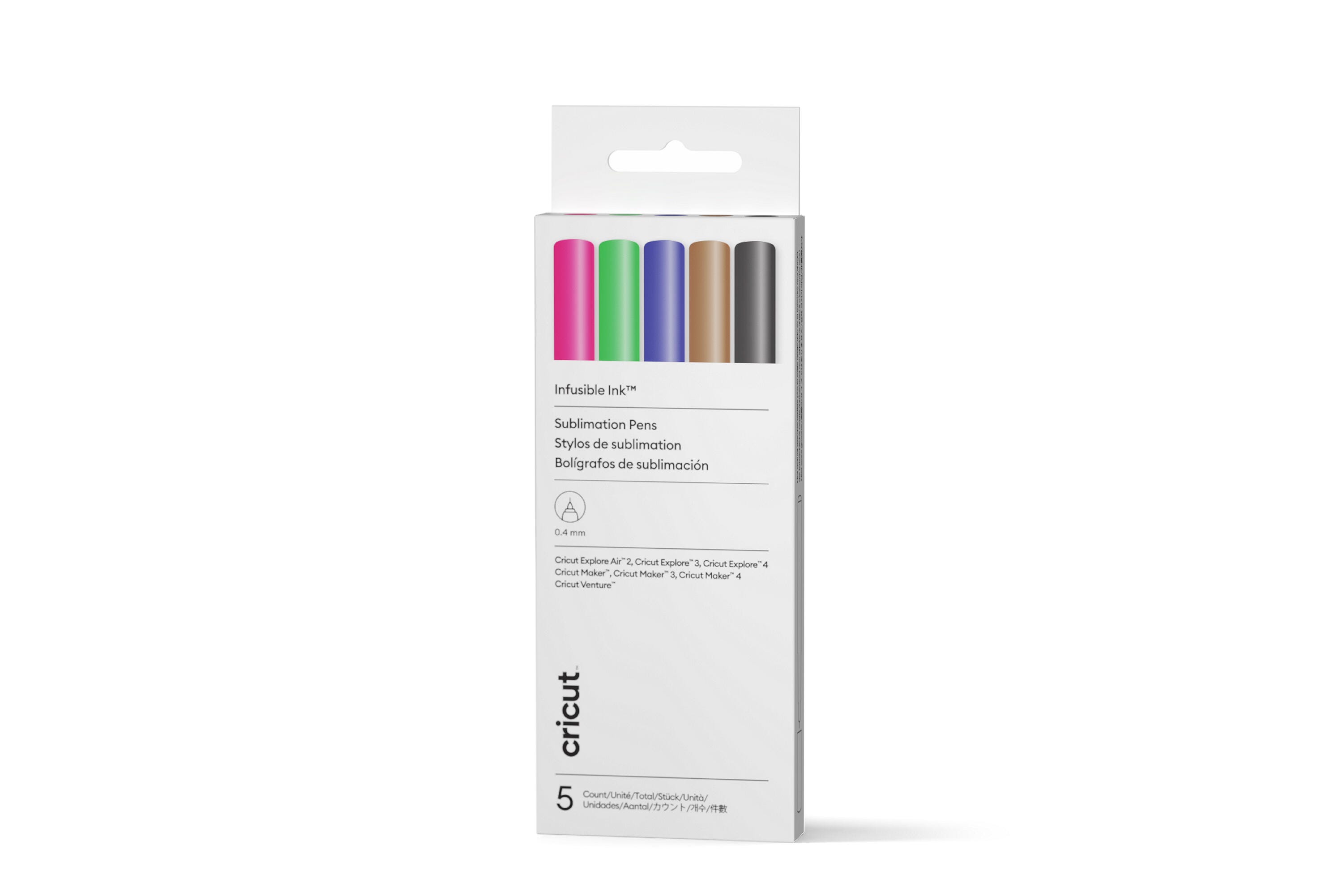 Cricut Infusible Ink Fine-Point Pens, Assorted Basic Colors, Set of 5